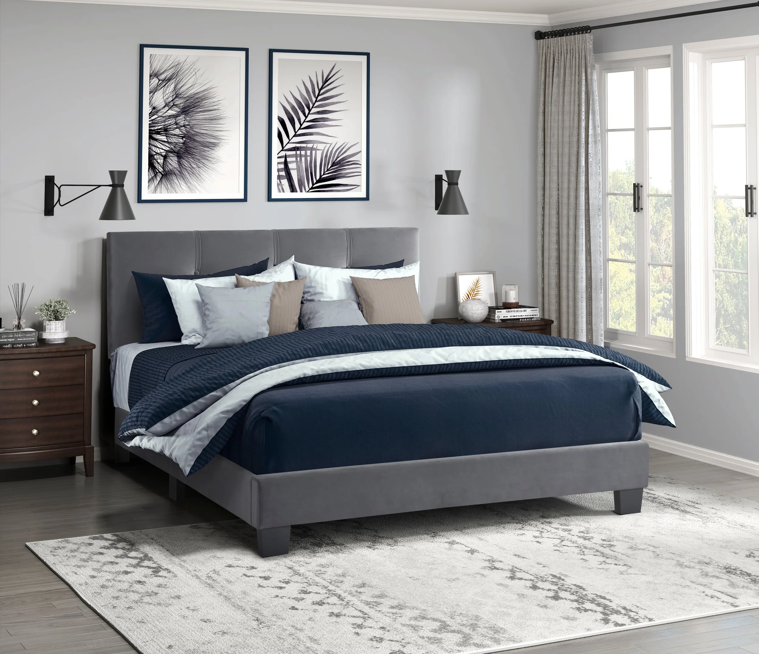 Newberry Platform Bed – Dark Gray Finish