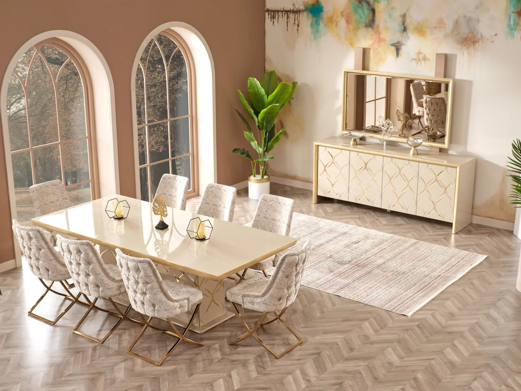 Napoli Dining Room Table With 8 Chairs