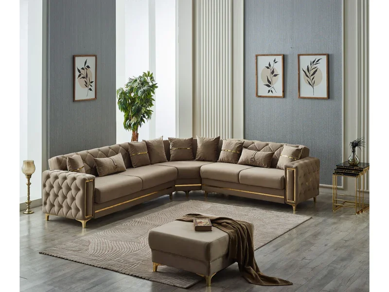 Bolivya Convertible Sectional Sofa Beige