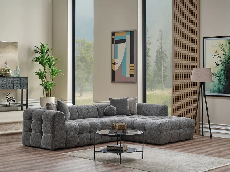 Teddy Sectional Sofa Grey