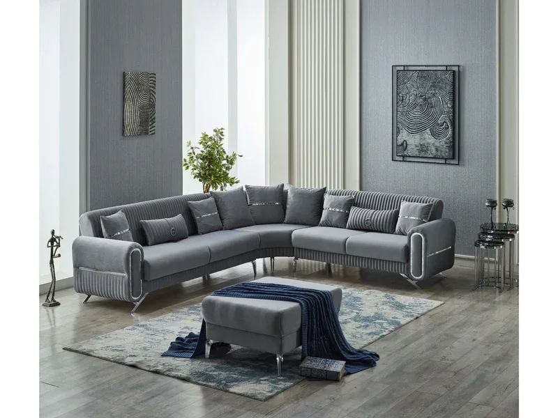 Royal Convertible Sectional Sofa Grey