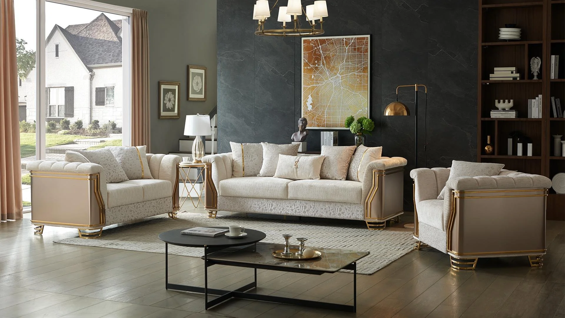 Chateau 3PC Living Room Set Cream