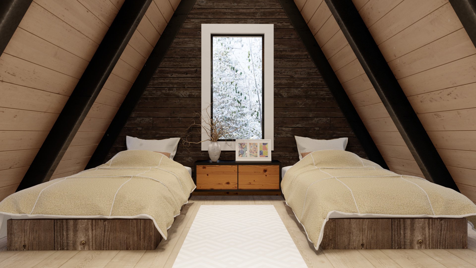 7x10 Meters A Frame House bedroom design.jpg