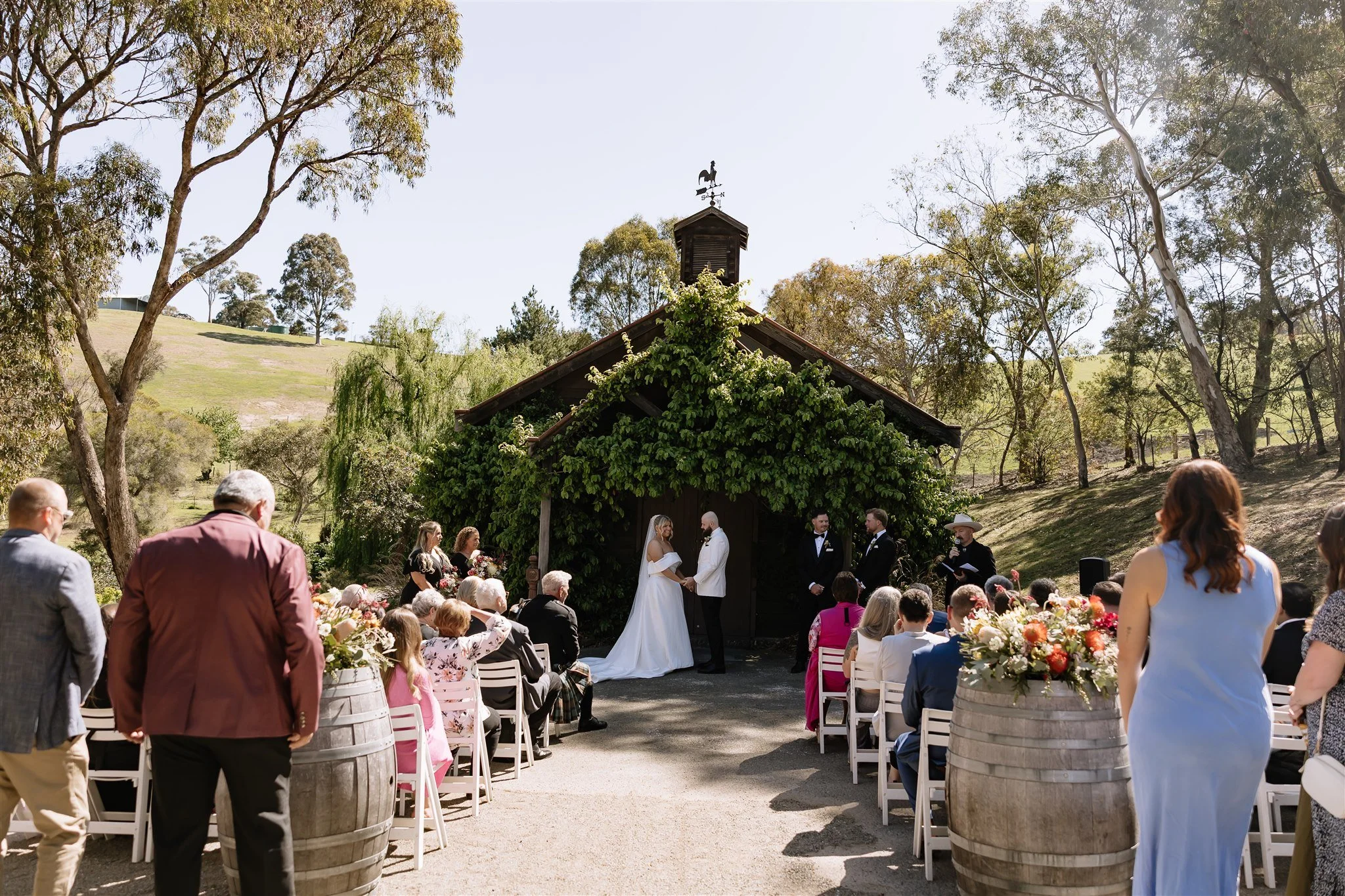 Romantic white Chapel ceremony in the Yarra Valley