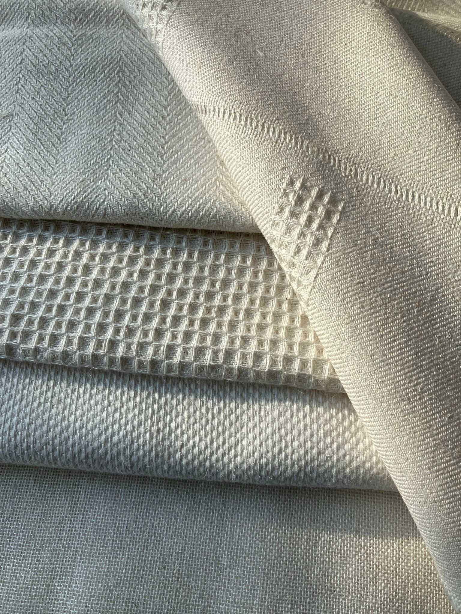 Samples of woven structures in the beautiful pineapple yarn
