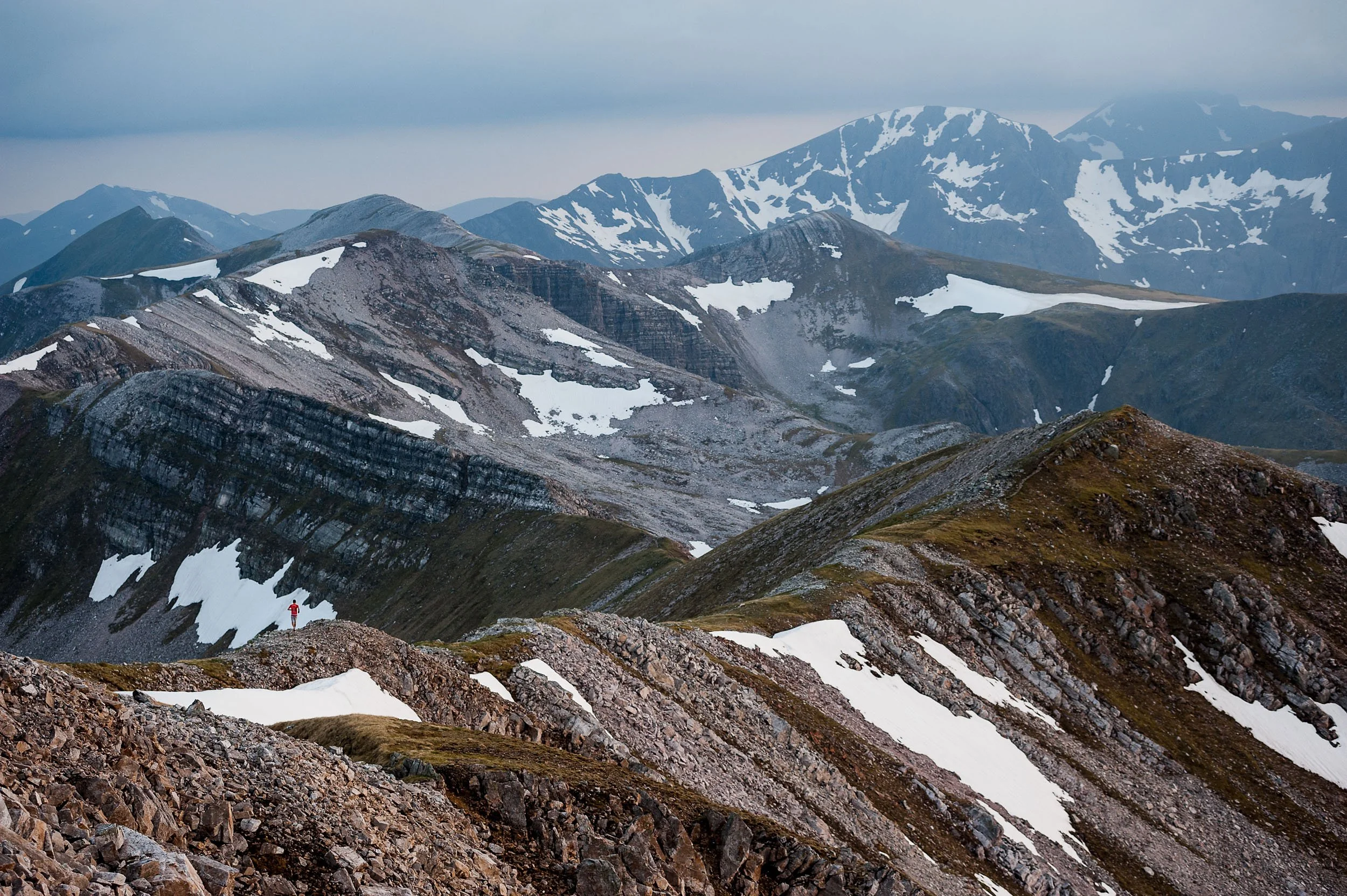 Charlie Lees running on the Grey Corries in the West Highlands of Scotland