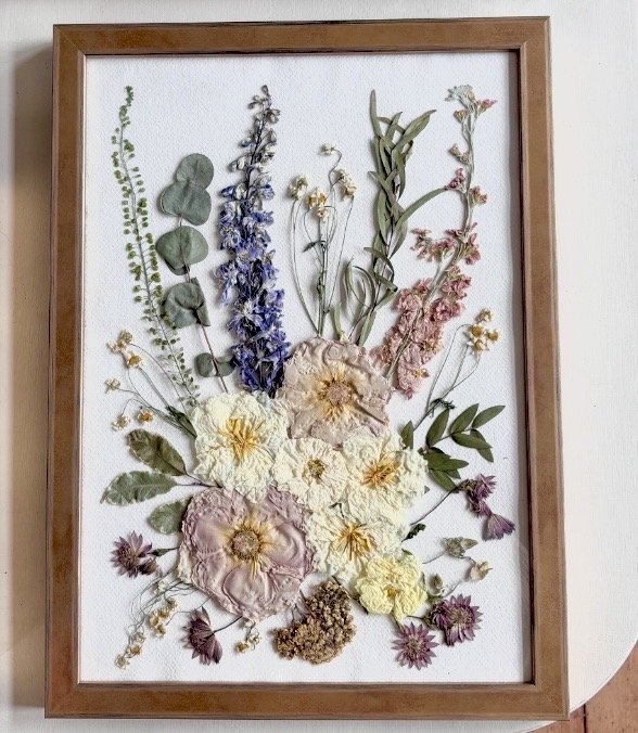 Wedding flowers pressed and preserved in frame .jpg
