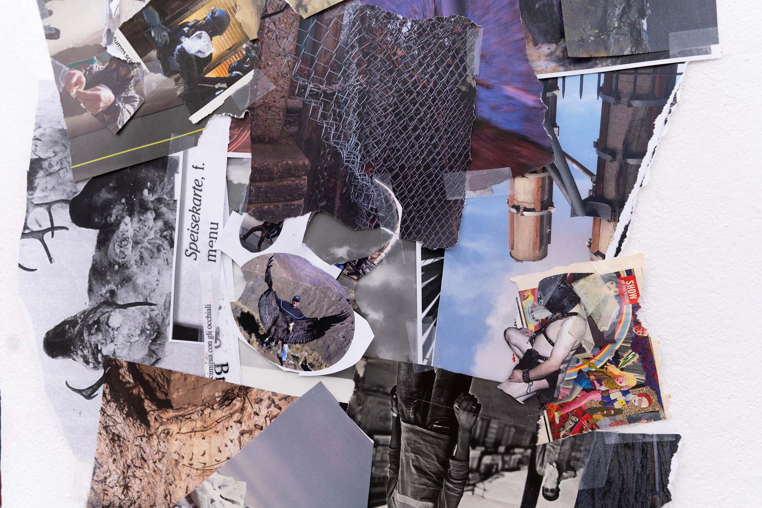 Collage installation detail, installation view at Ortloff, Leipzig, 2020