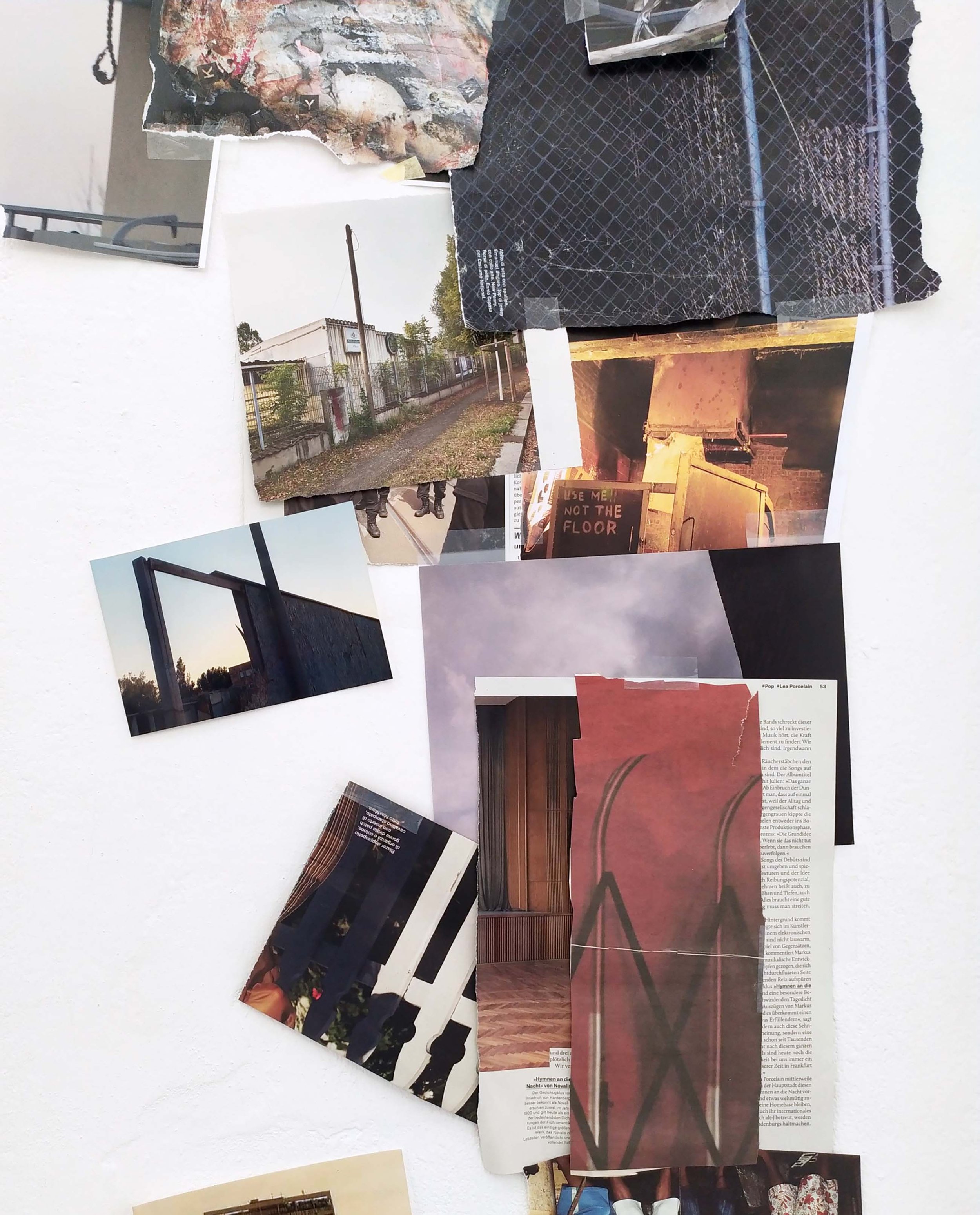 Collage installation detail, installation view at Ortloff, Leipzig, 2020