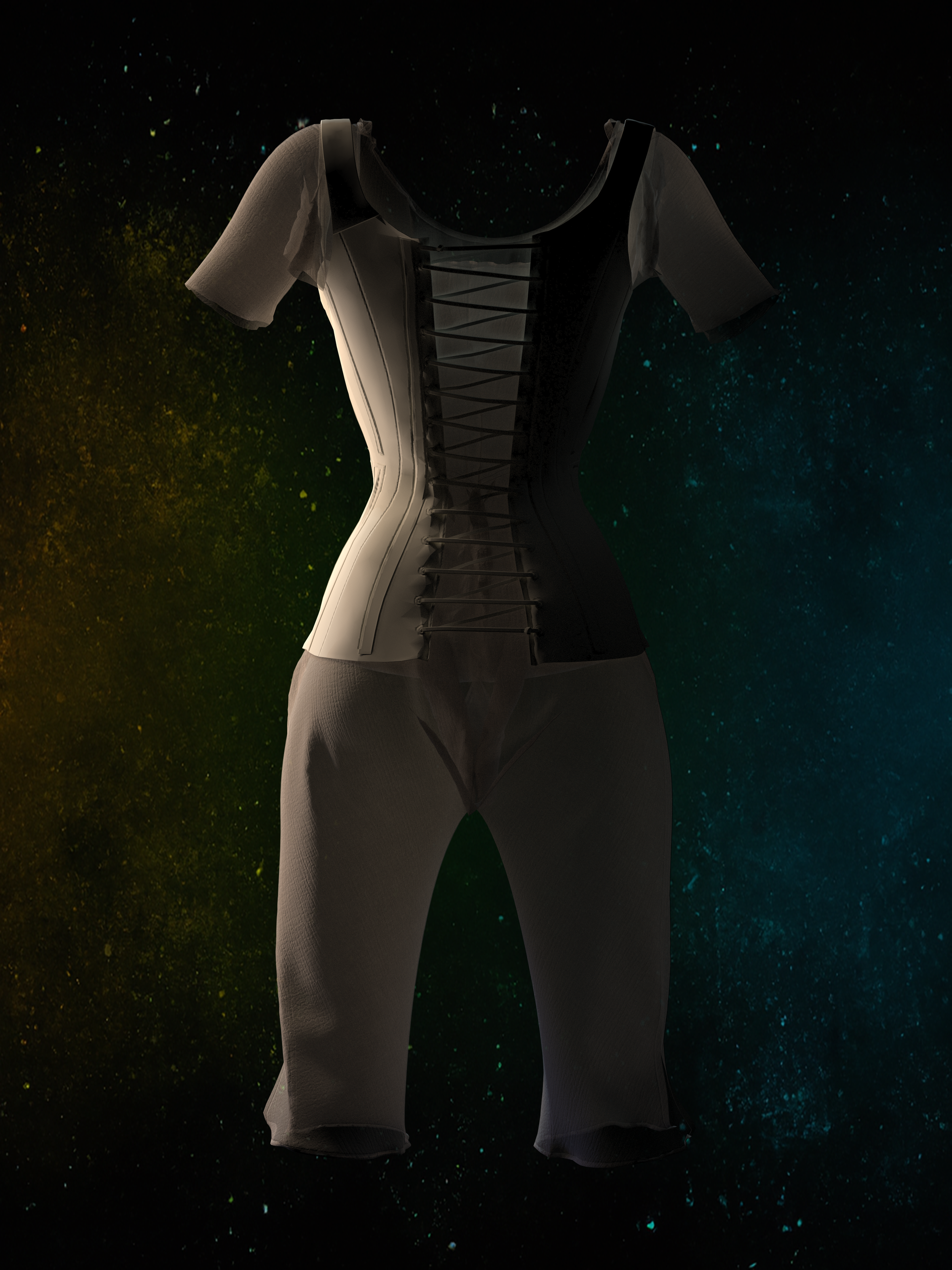 clo3d pattern cutting image, corset 3D simulation