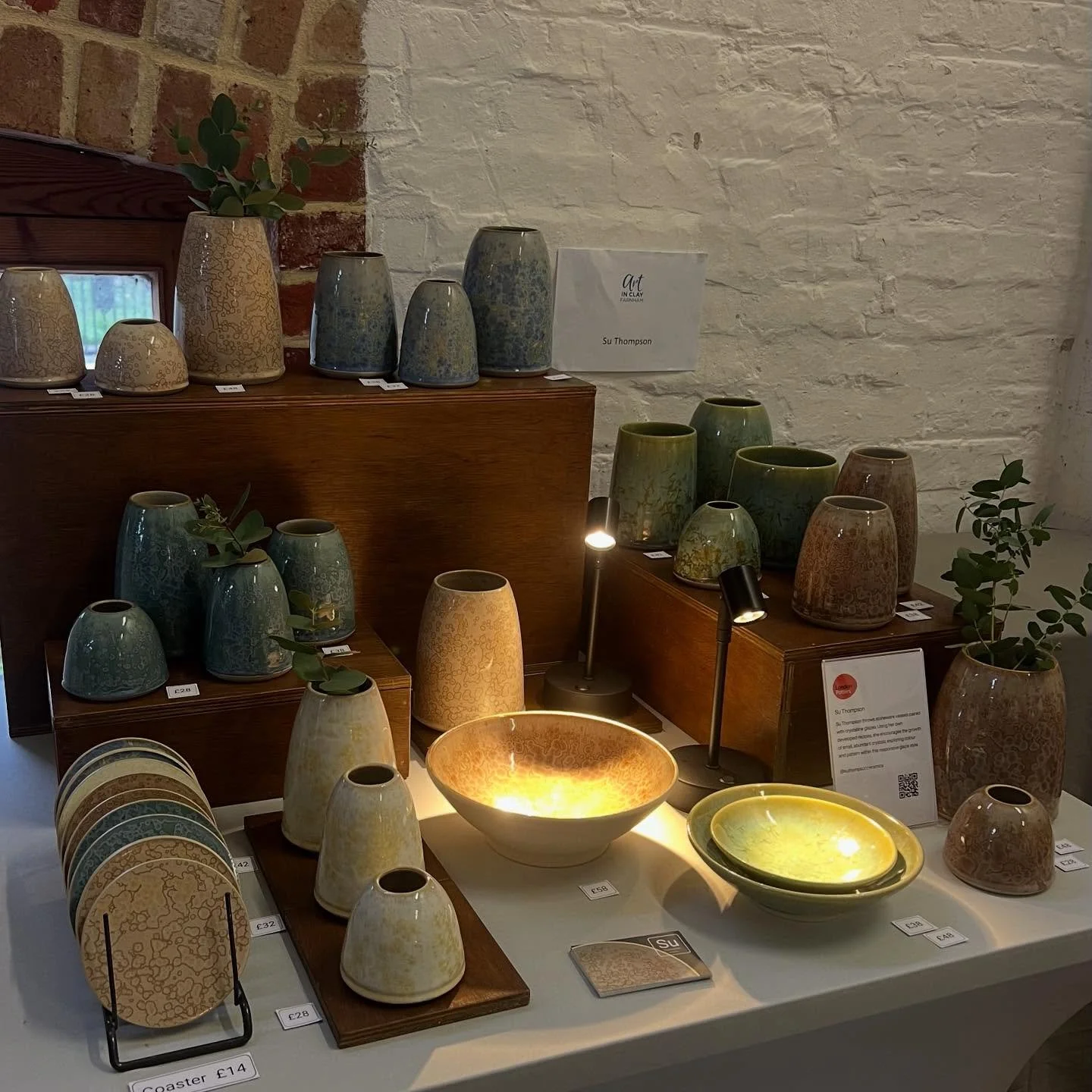 All set up @art_in_clay_farnham for this weekend.
Happy to be sharing a stand with @katemayoceramics in the @london.potters room. 
Come and say hello.