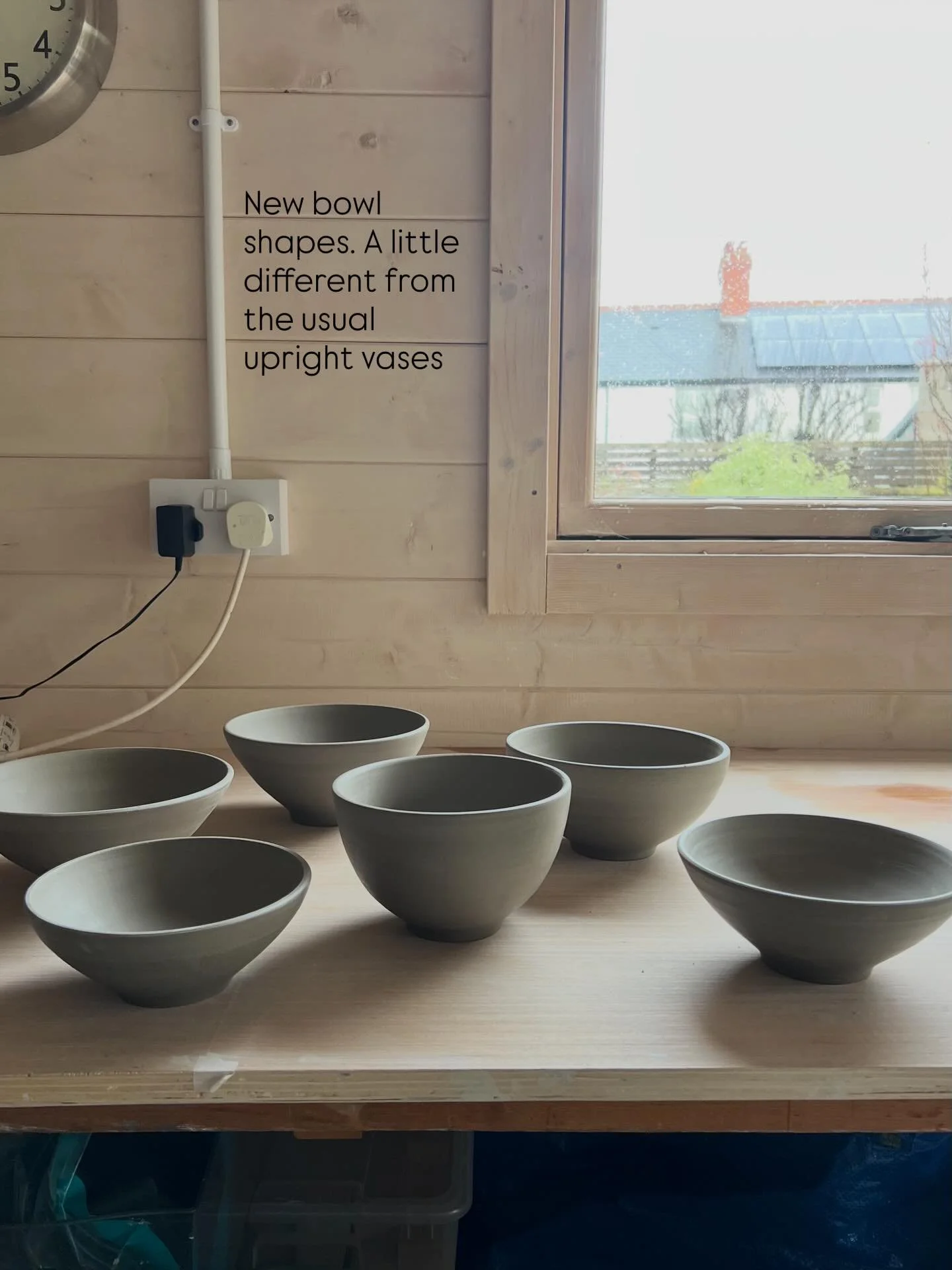 New stoneware thrown bowls drying in the studio. I&rsquo;m really enjoying these curves. Curious to see how they will respond to the glazes that I&rsquo;m currently working with. 

#studiopottery #contemporaryceramics #handmade