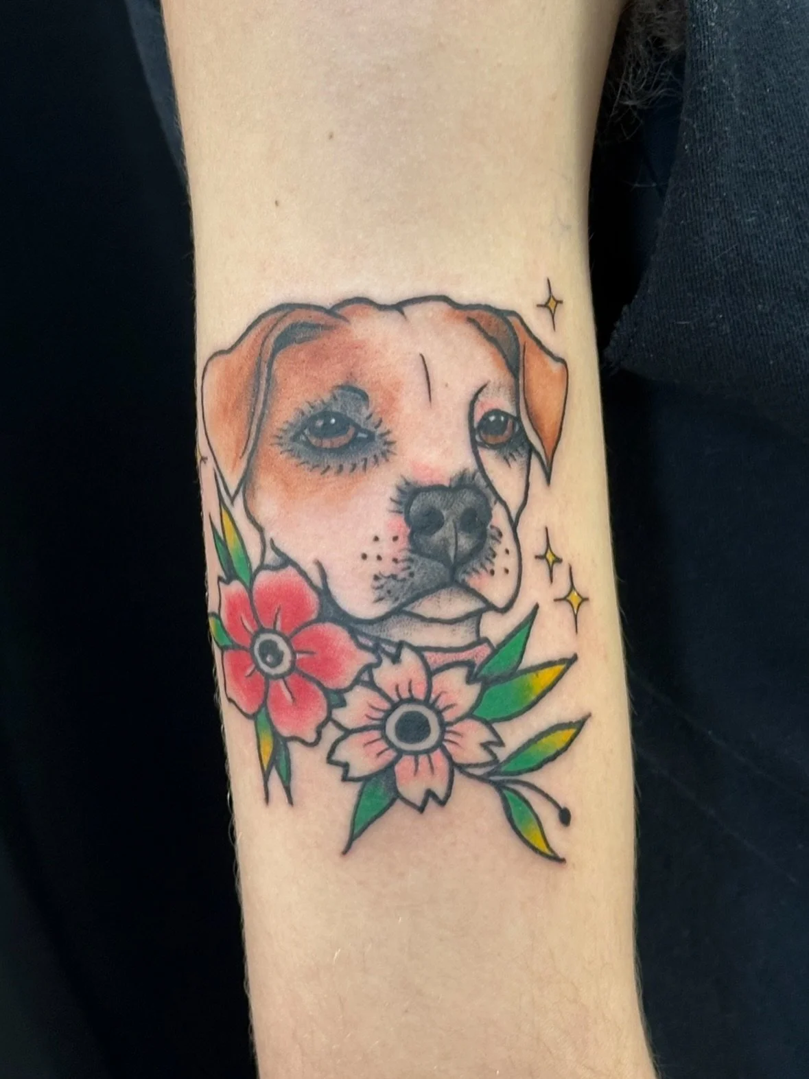 A memorial piece for Nathan&rsquo;s dog that passed. Loved putting this together and getting in on skin, Nathan also sat like a champ. Thank you for the trust 🤍