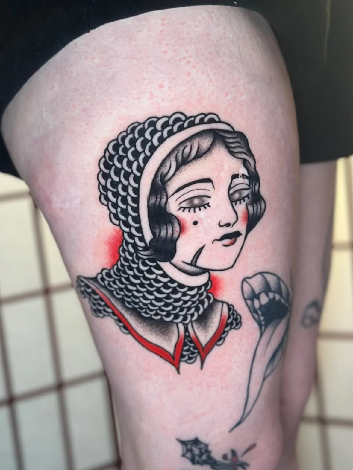 Birthday tattoo for Mallory! 🤘🏽 
&bull;
Lady Knight
done at @omkaratattoo_philly 
&bull;
Email or DM to talk your next tattoo