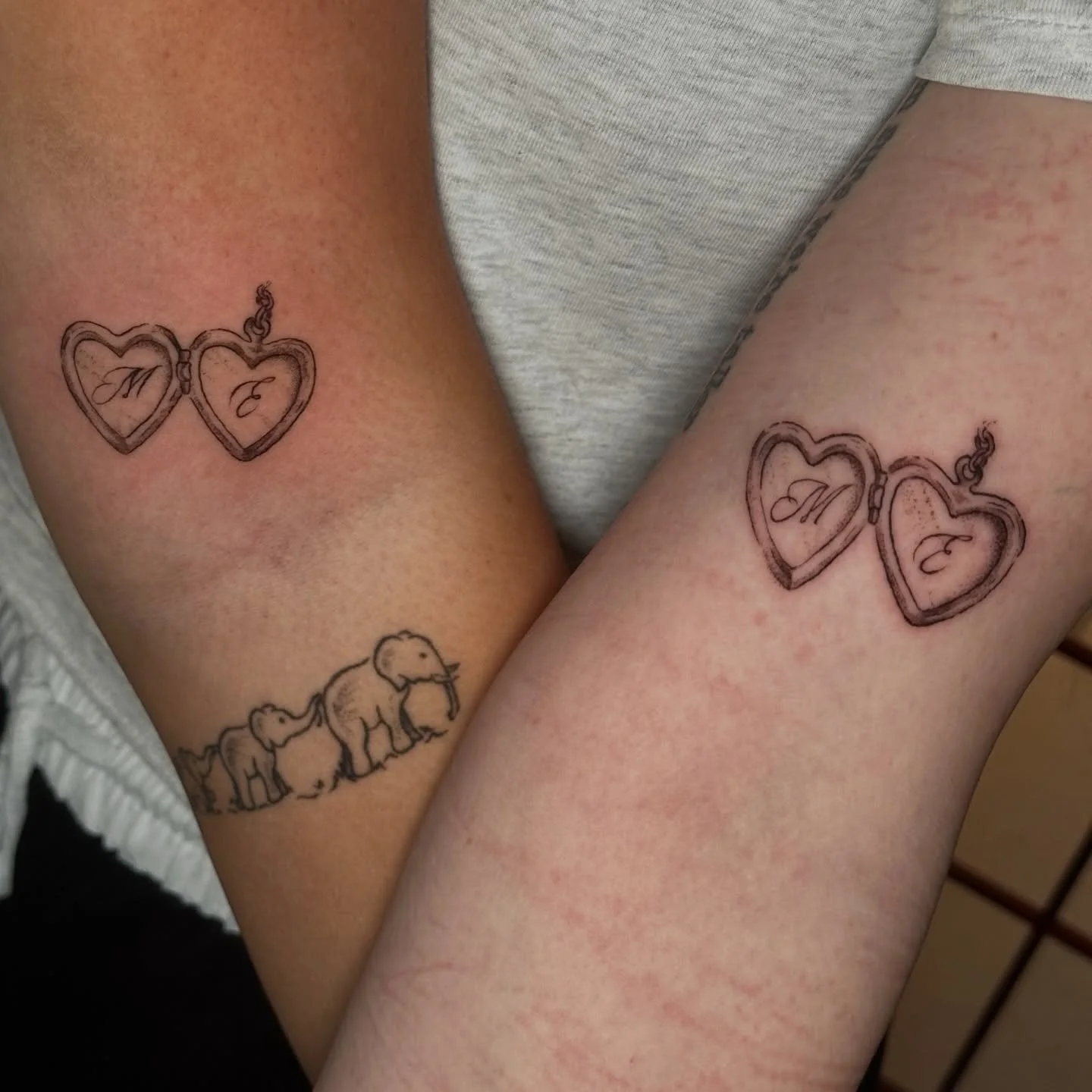 Matching tattoos and healed ones! Thanks, Emma and Morgan! 🖤

Direct Message or email me at tatt2k215@gmail.com for your next tat