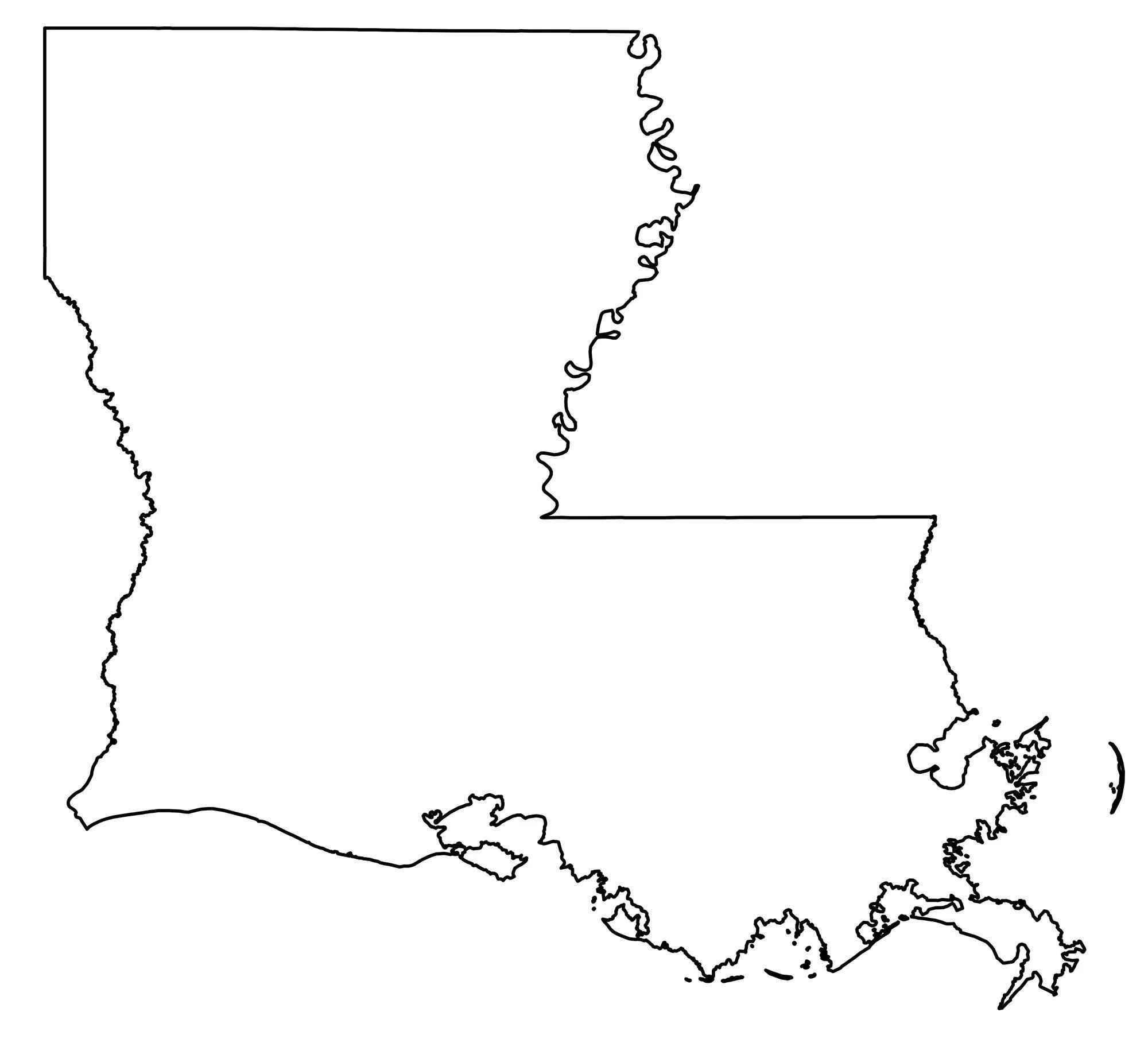 black and white outline of the state of Louisiana