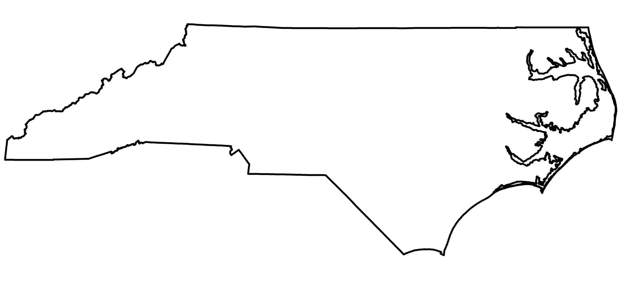 black and white outline of the state of North Carolina
