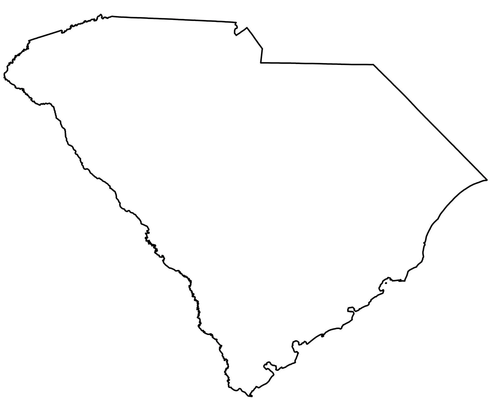 black and white outline of the state of South Carolina