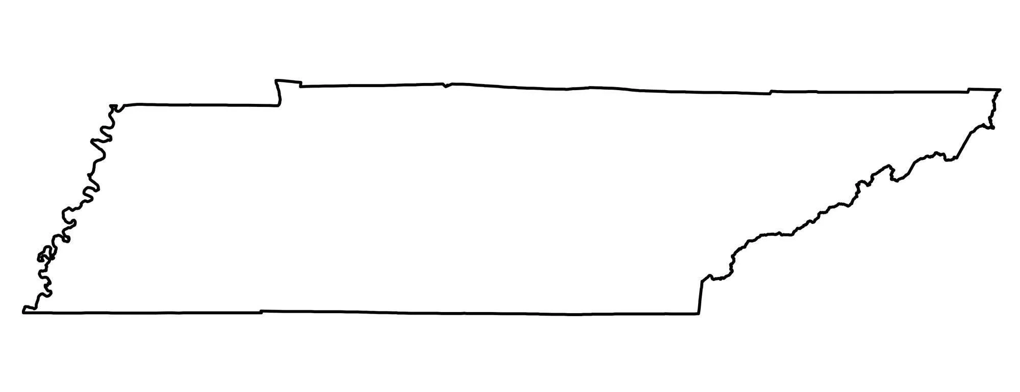 black and white outline of the state of Tennessee