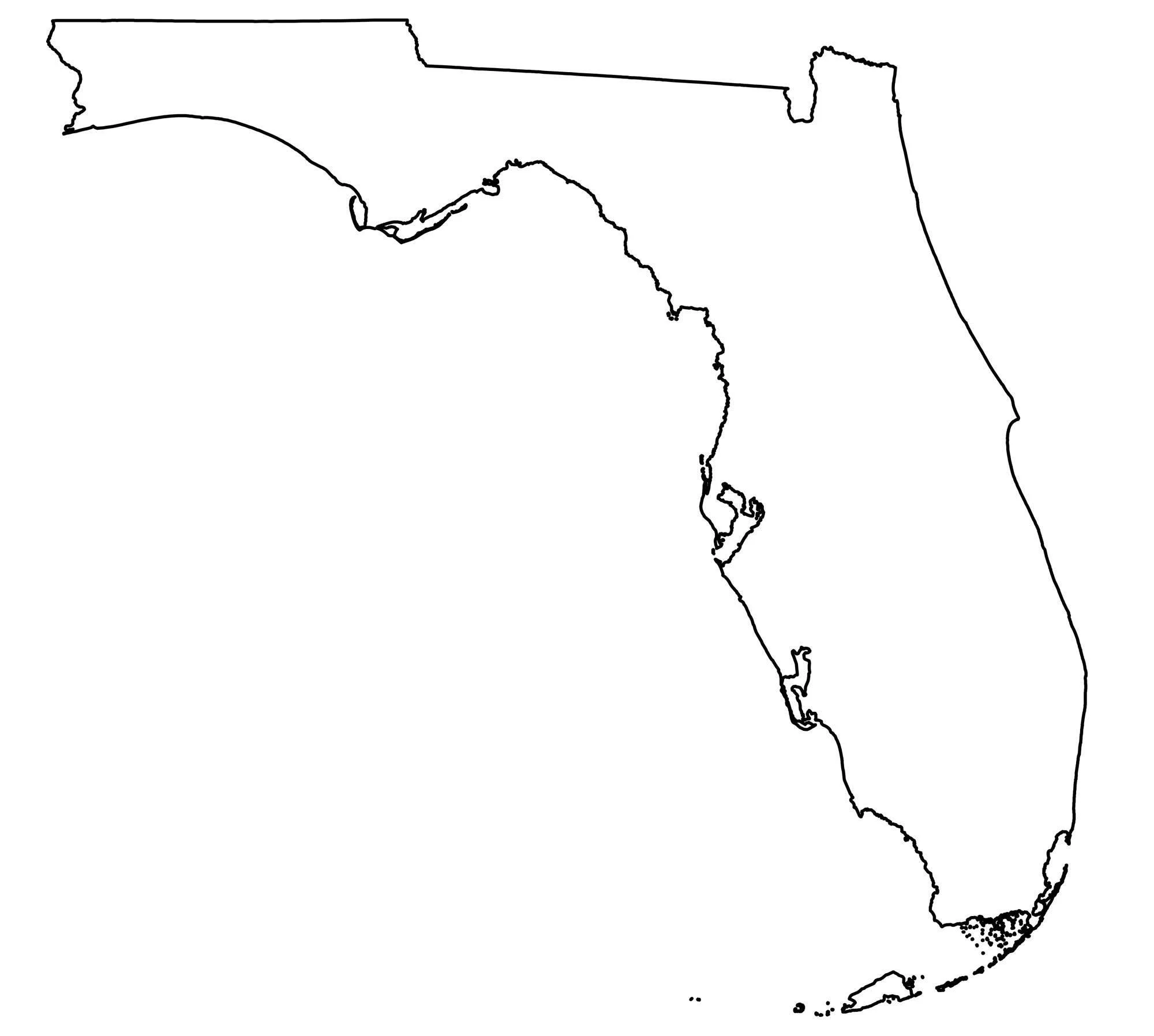 black and white outline of the state of Florida