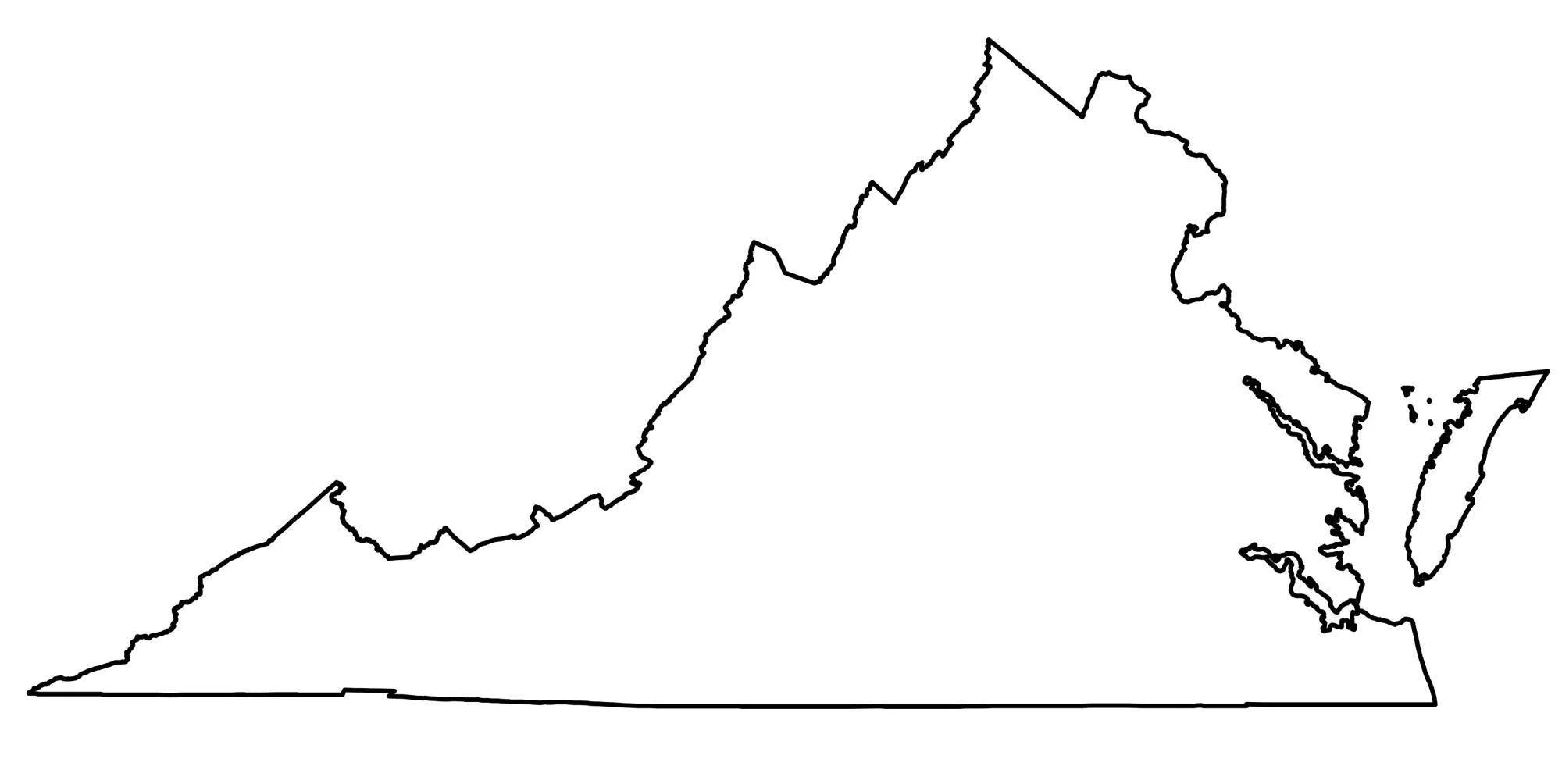 black and white outline of the state of Virginia