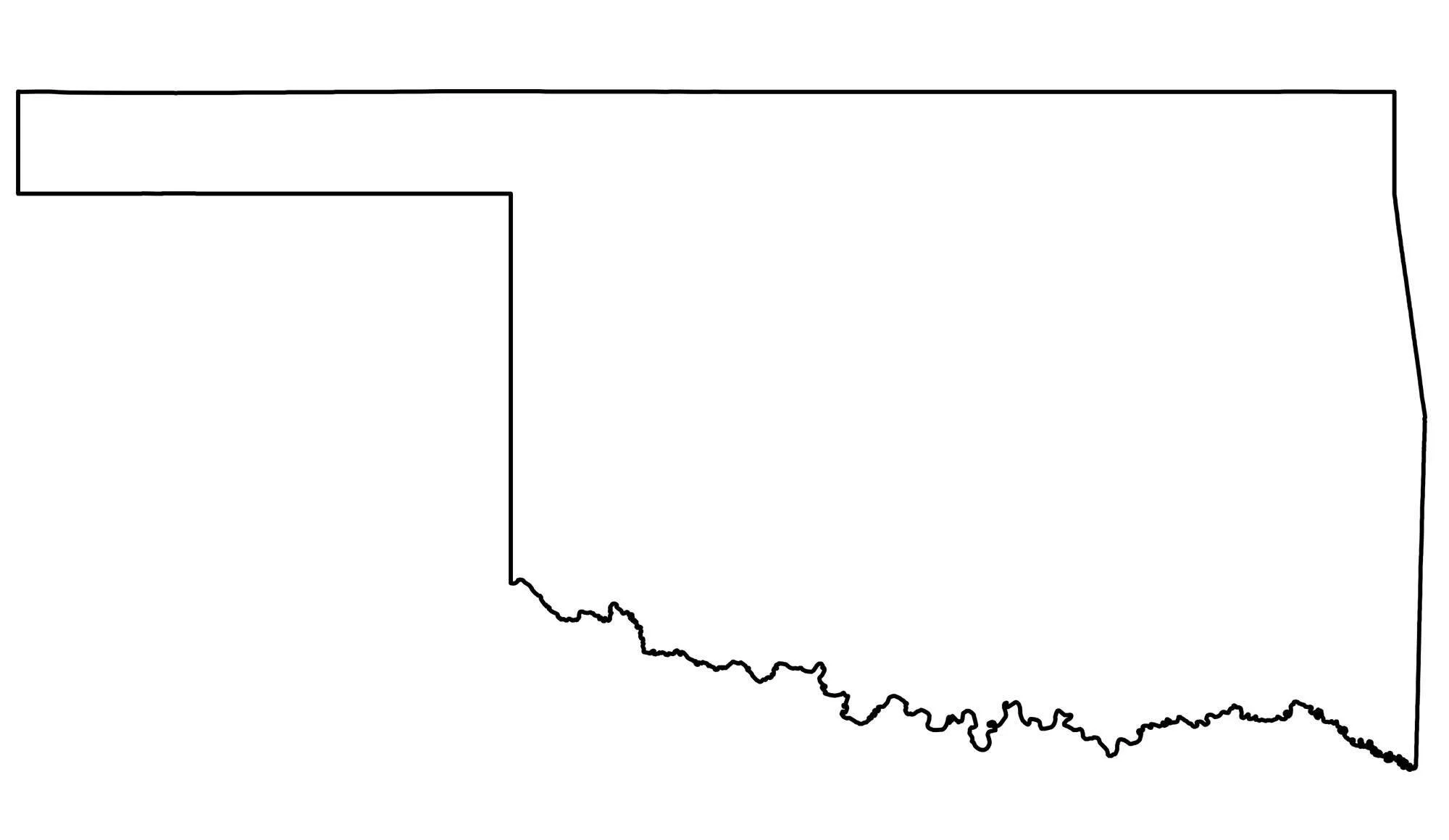 black and white outline of the state of Oklahoma