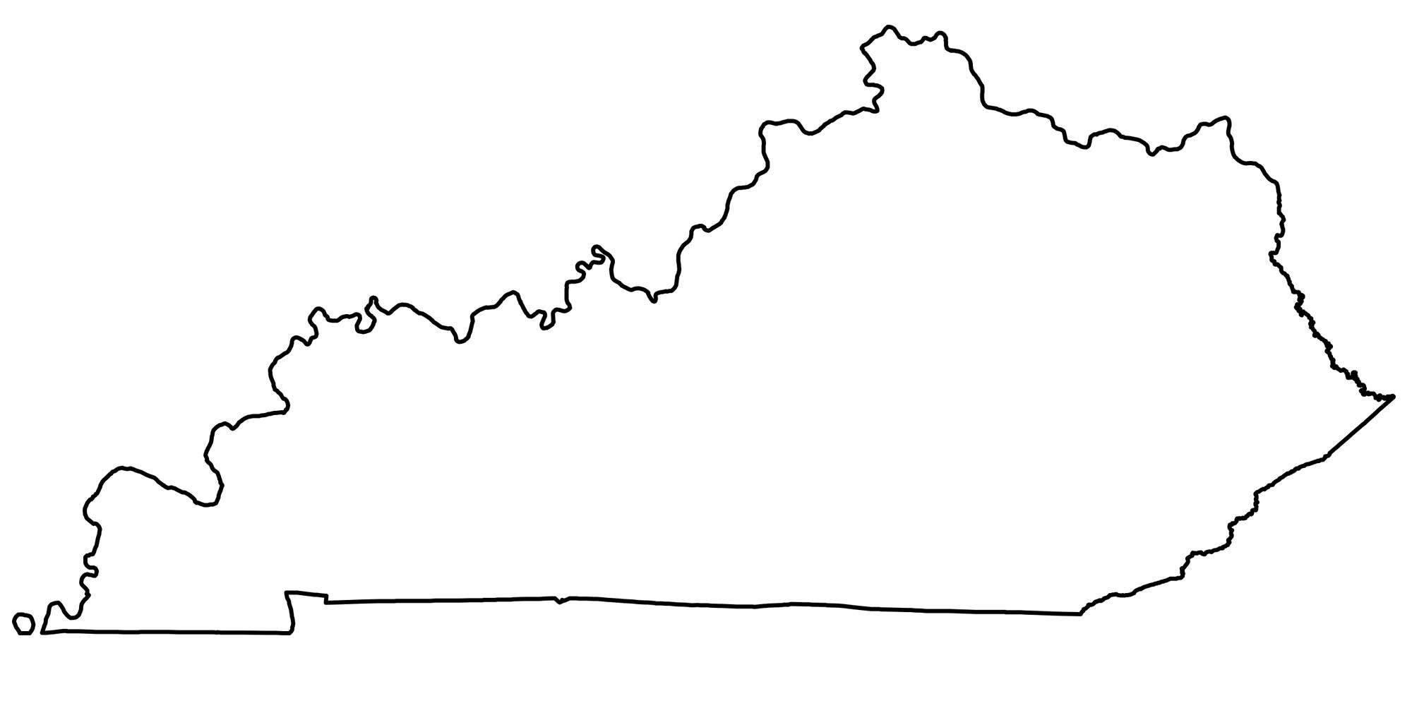 black and white outline of the state of Kentucky