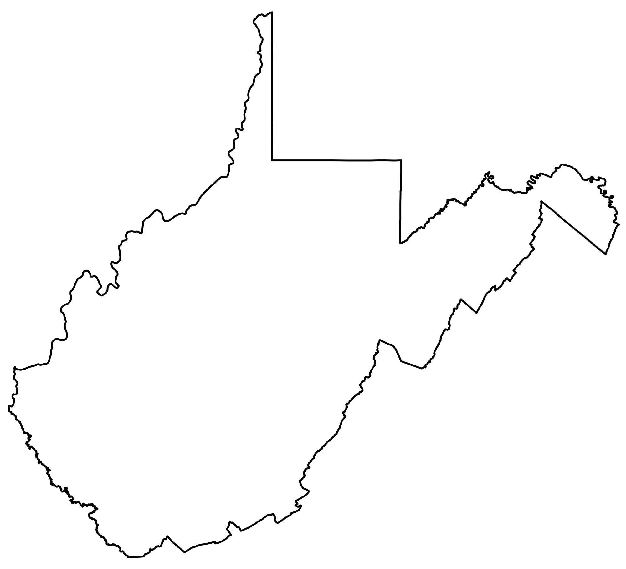 black and white outline of the state of West Virginia
