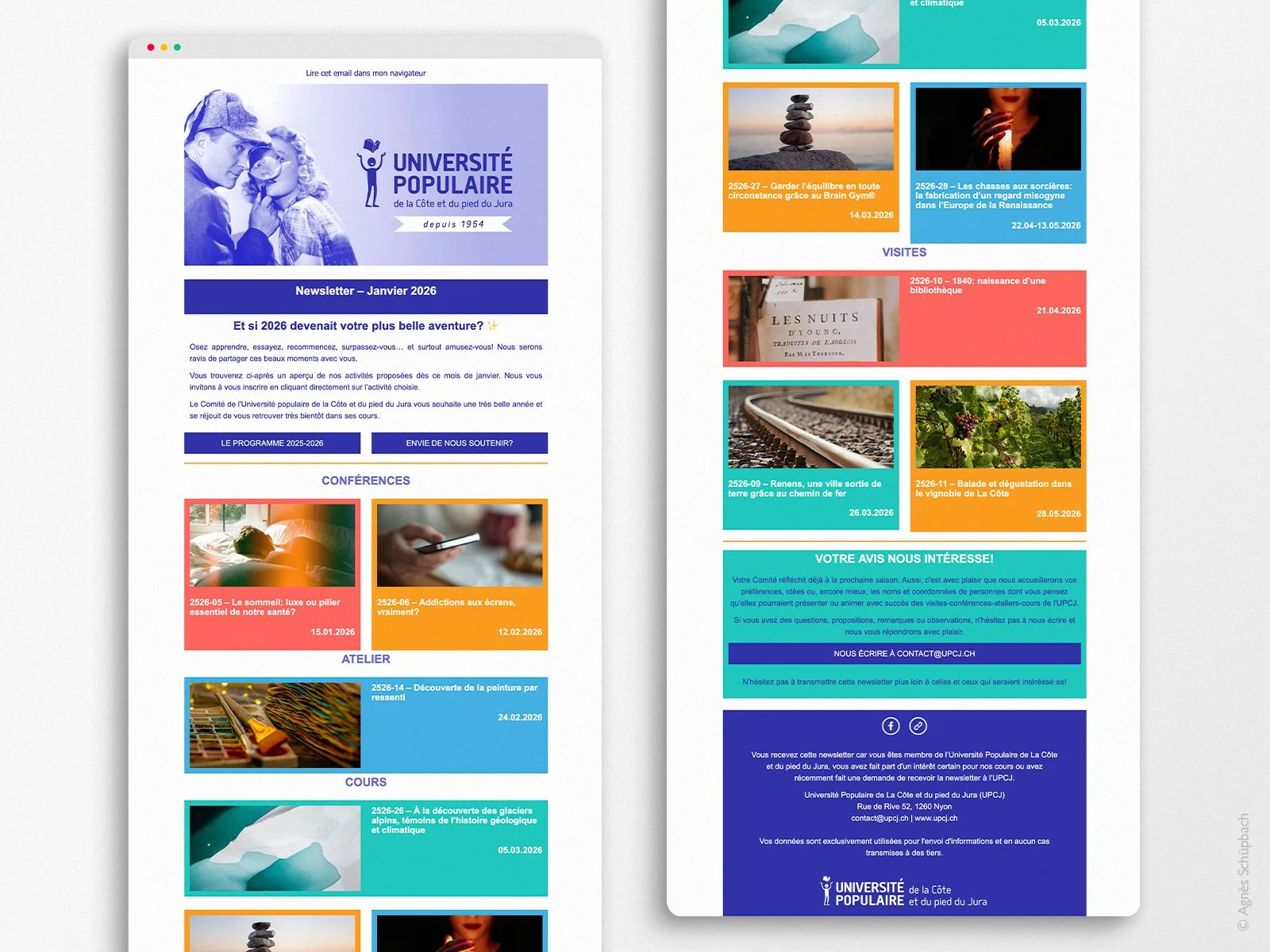 Création et gestion des newsletters de l'UPCJ.