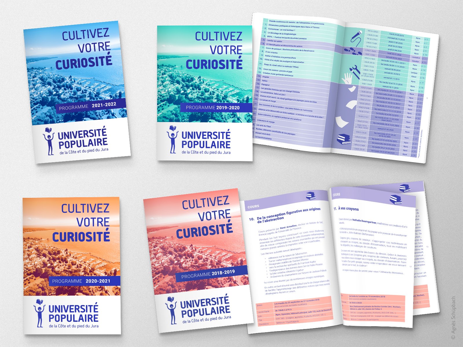 Création d'un nouveau design moderne et fonctionnel pour le programme de l'Université Populaire de La Côte et du pied du Jura.