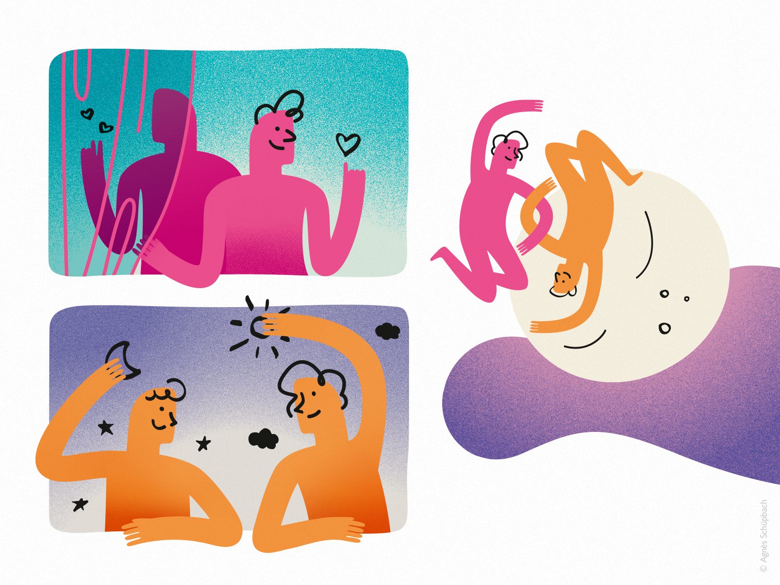 Création des illustrations pour les livres sur la gémellité de Mireille Dürig.