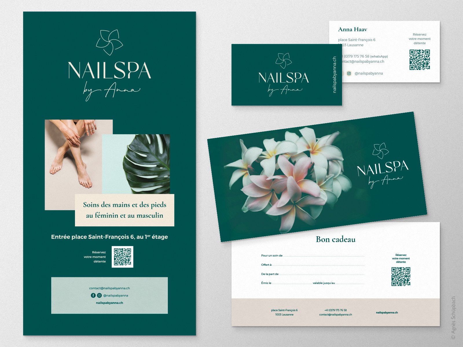 Création d'une affiche, carte de visite et bon pour NailSpa By Anna.