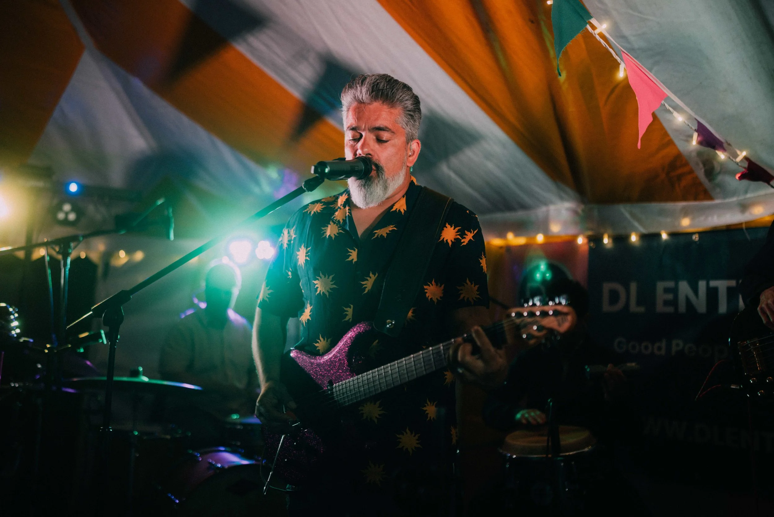 DLB at a party in a marquee in Exton, Hampshire