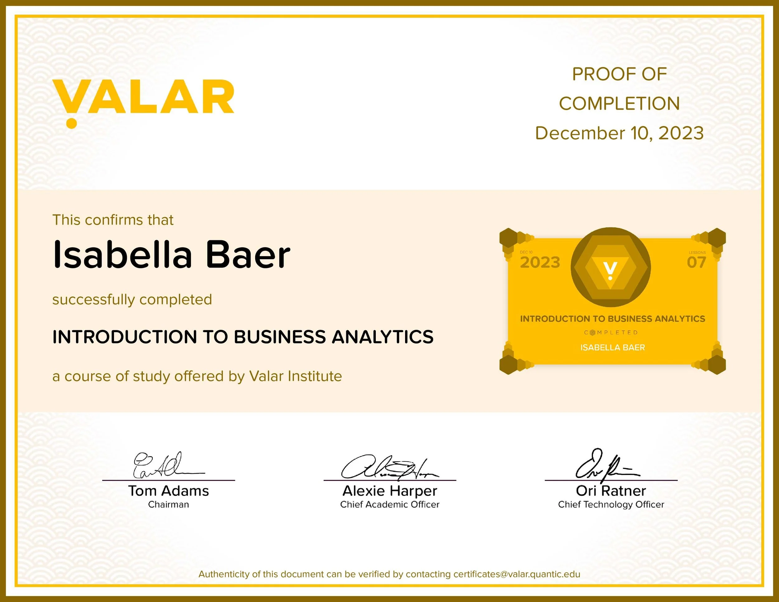 Introduction to Business Analytics