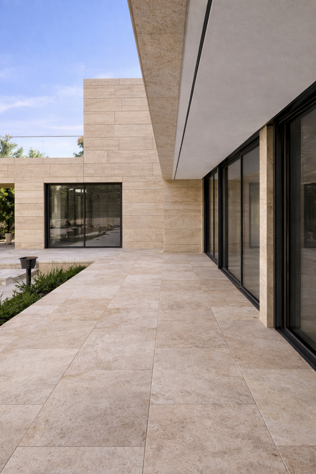 Fachada minimalista com detalhes em travertino.png