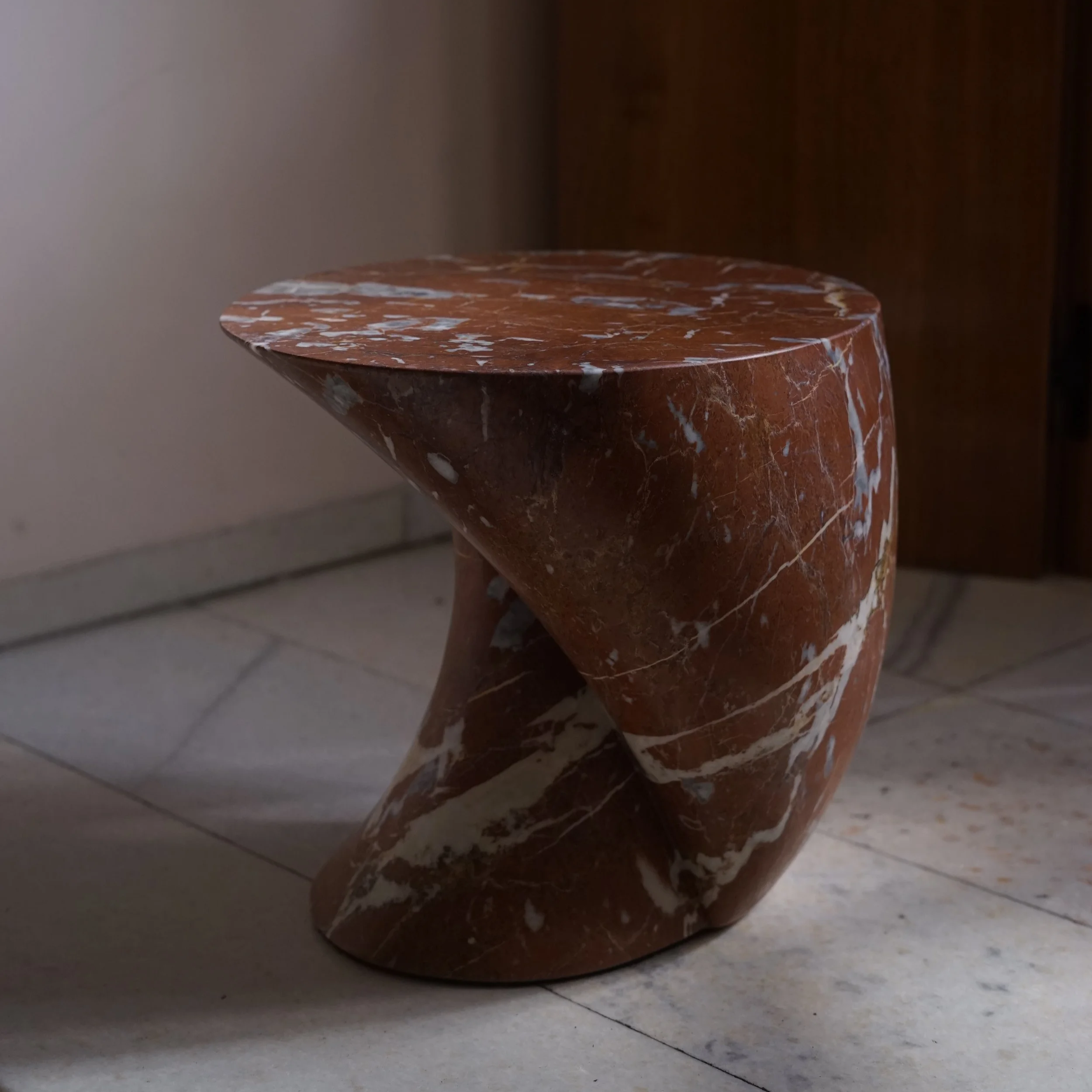DEPARTED MARBLE SCULPTURAL SIDE TABLE