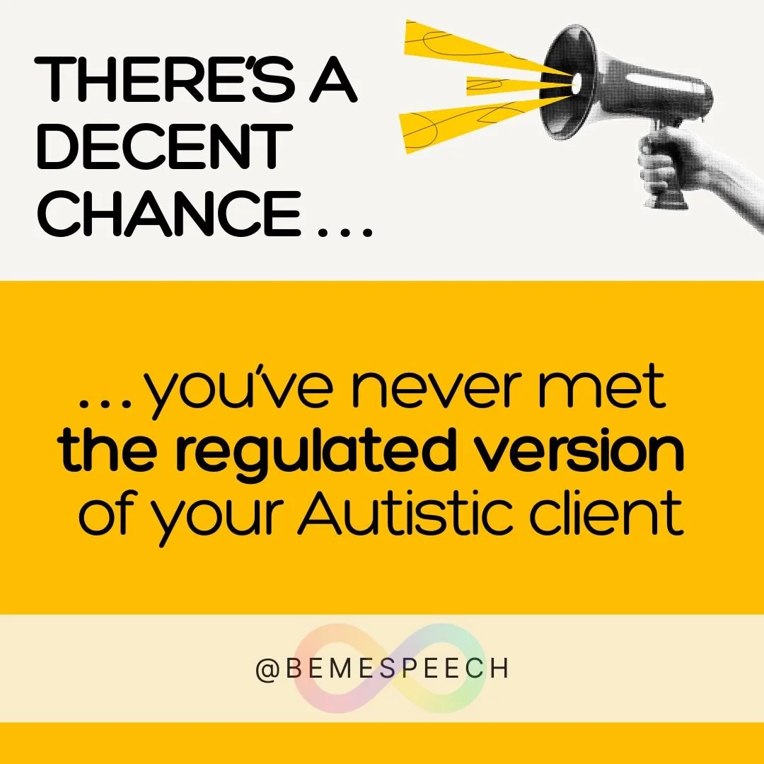 There's a decent chance you've never met the regulated, unmasked, authentic them. 

#SLP #SLPLife #SLPeeps #SLPsOfInstagram #SLPGrad #SLP2Be #SLPsFollowSLPs #Speech #SpeechTherapy #SpeechTherapist #Speechie #SpeechPath #SpeechPathologist #SpeechAndLa