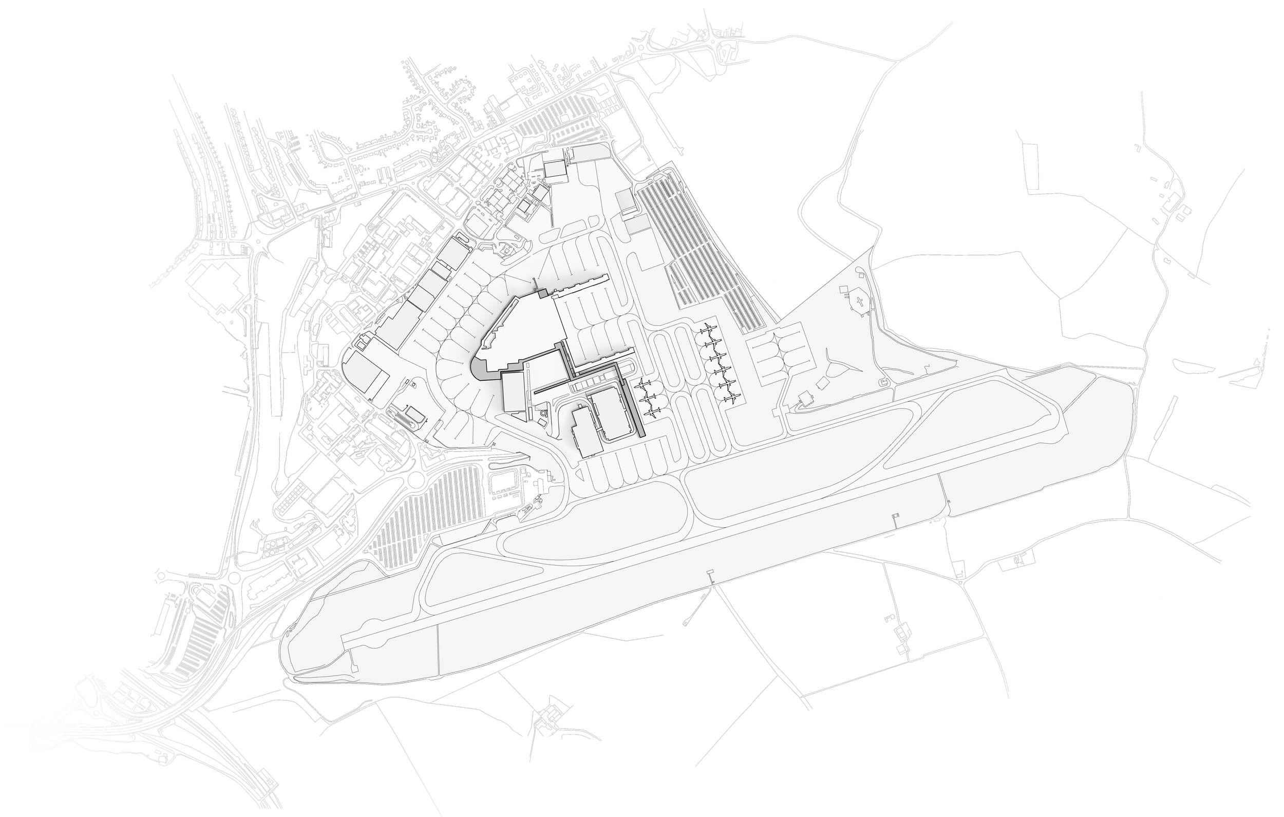 Site plan showing the proposed London Luton Airport development within its immediate context