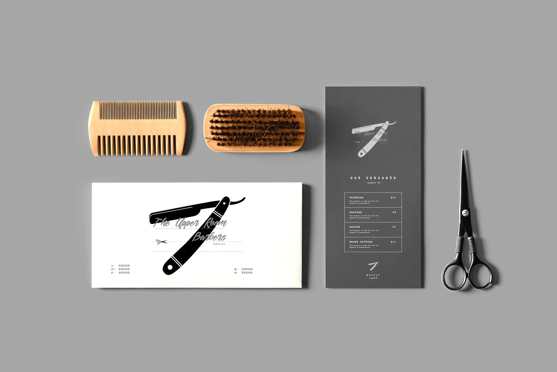 Brand identity design for The Upper Room Barbers in Dublin