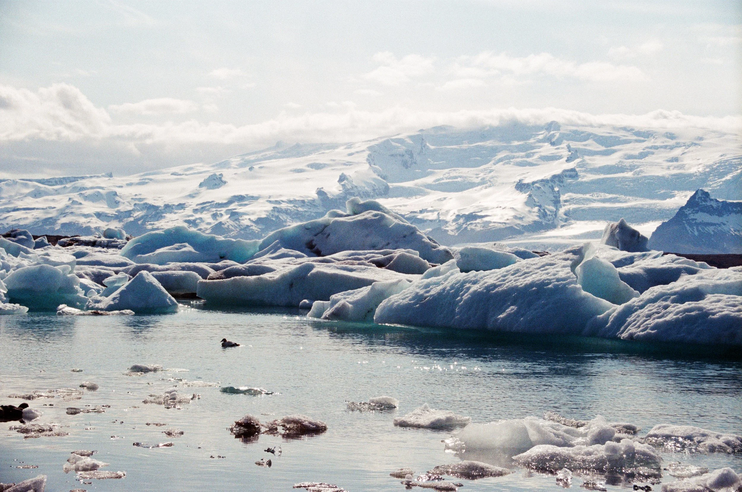 Floating blue ice in Jökulsárlón glacial lagoon, Iceland