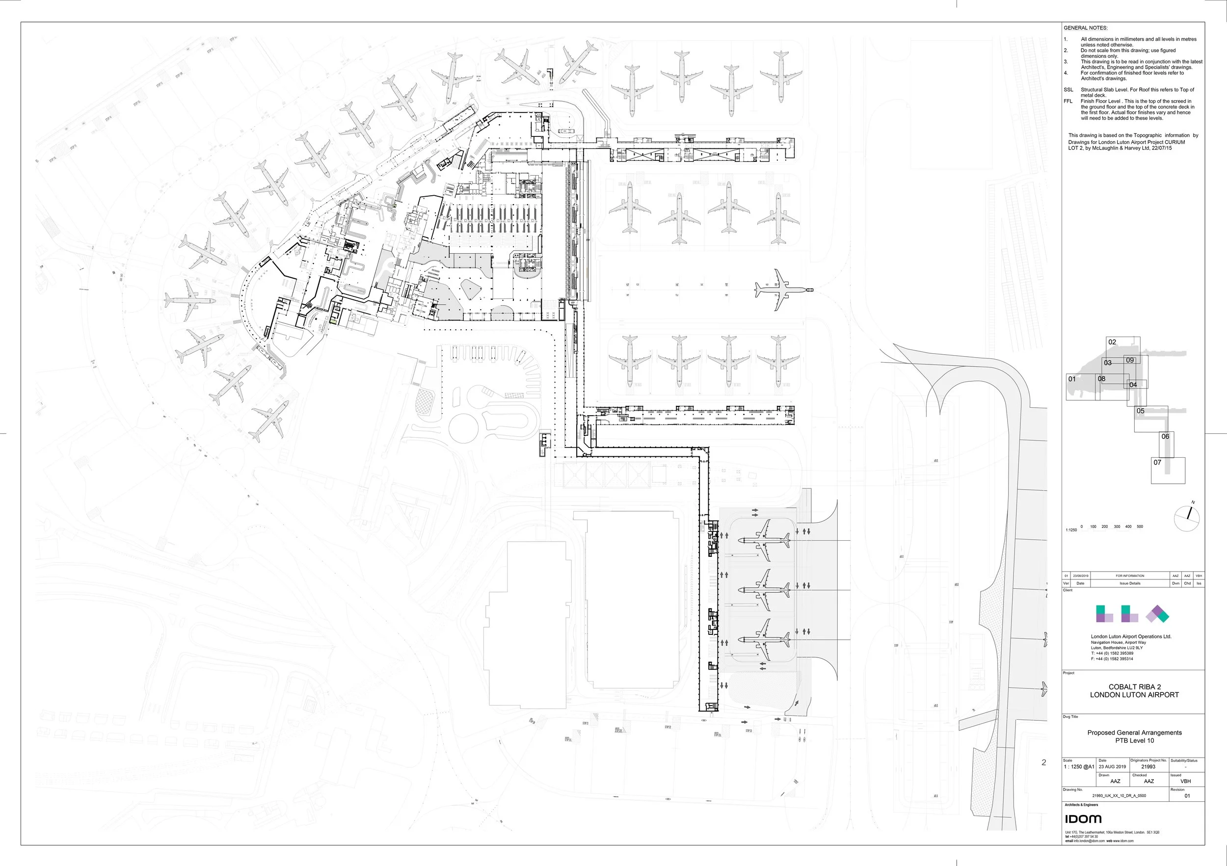 Level 1 general arrangement plan for the proposed development at London Luton Airport