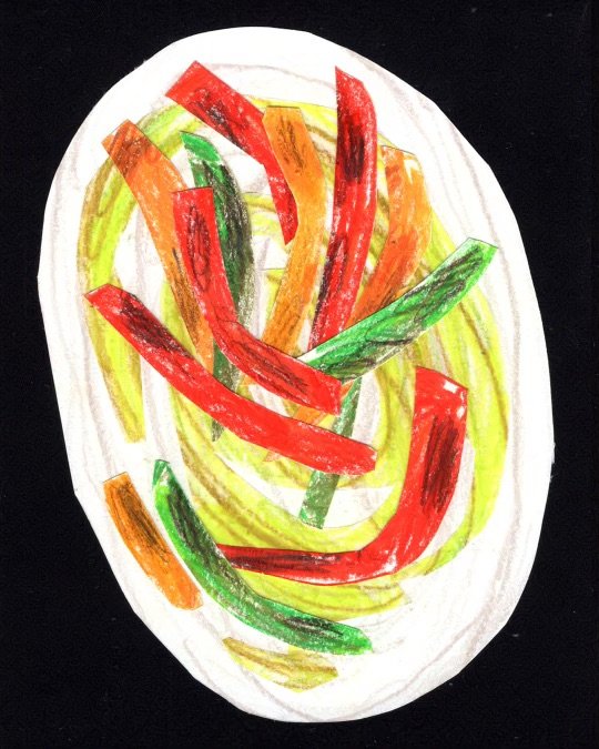 marinated roasted peppers over whipped feta