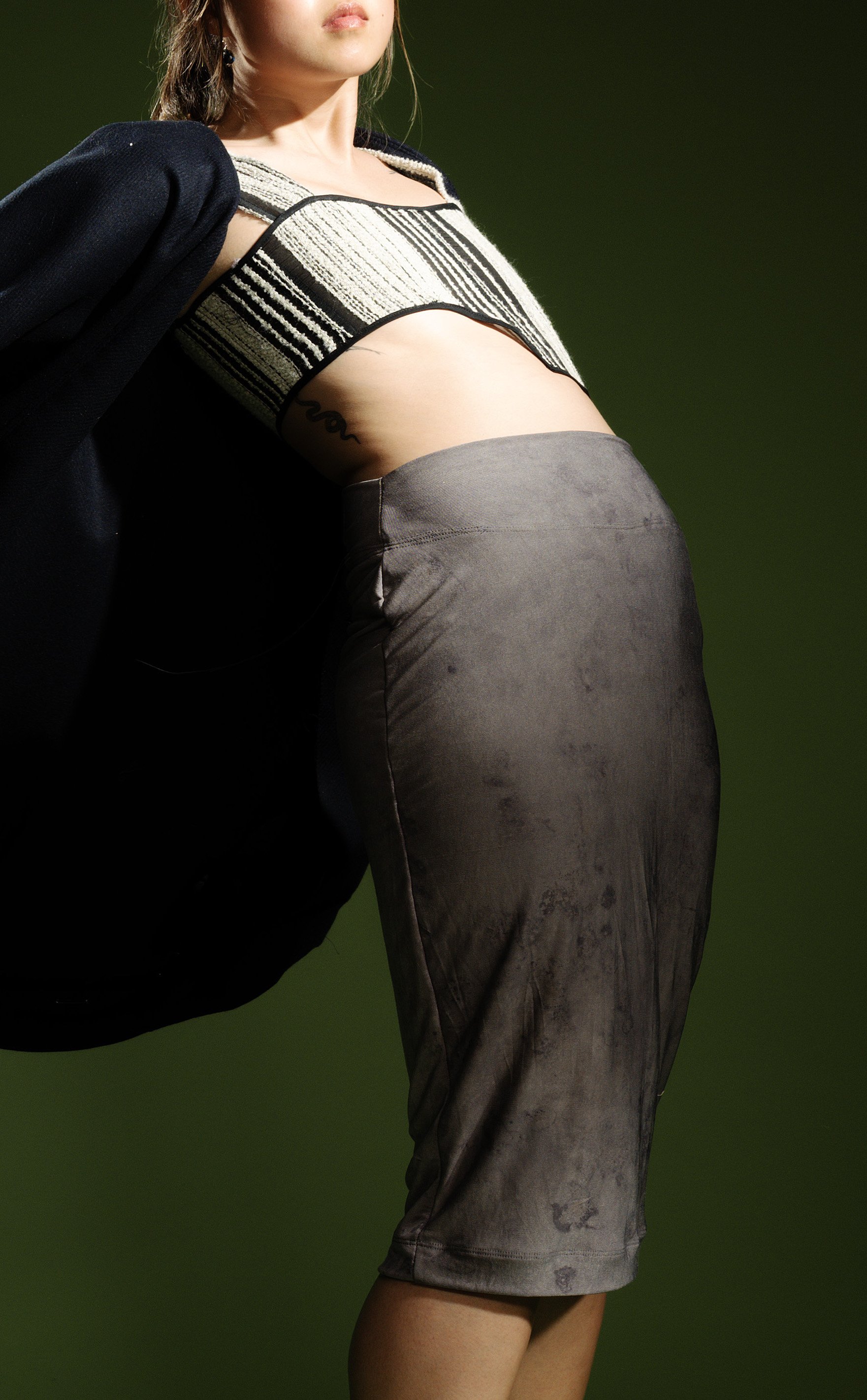 Silk Jersey Skirt. Gallnut and Iron. Modified with Soda Ash, Iron, and Citric Acid.