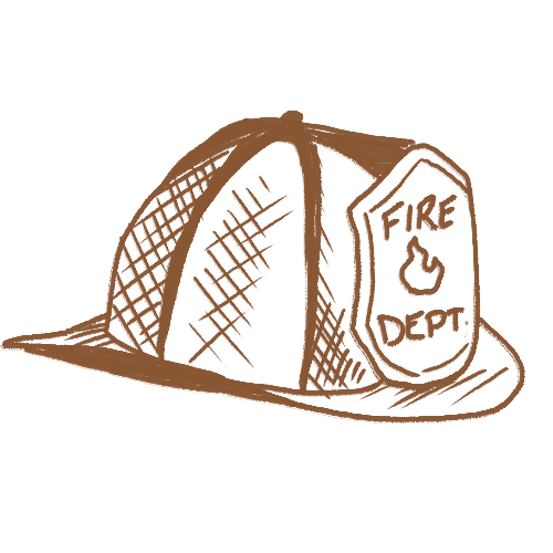 Sketch of fire hat.