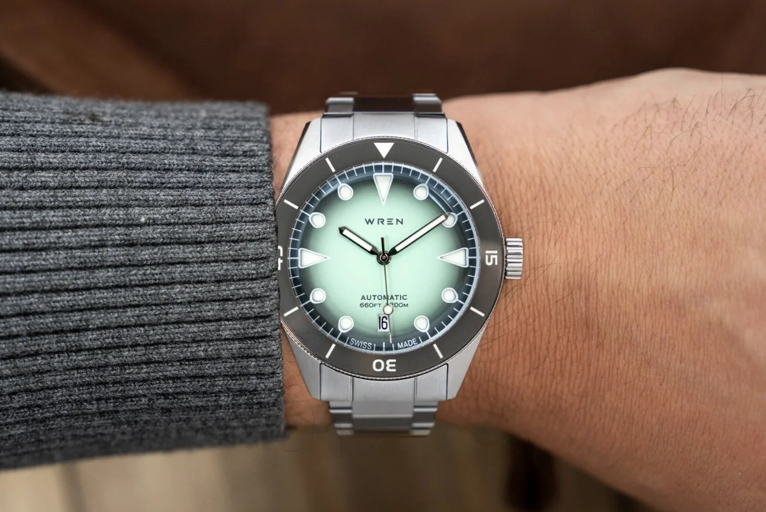 Wren Diver 38 on a 6 inch wrist