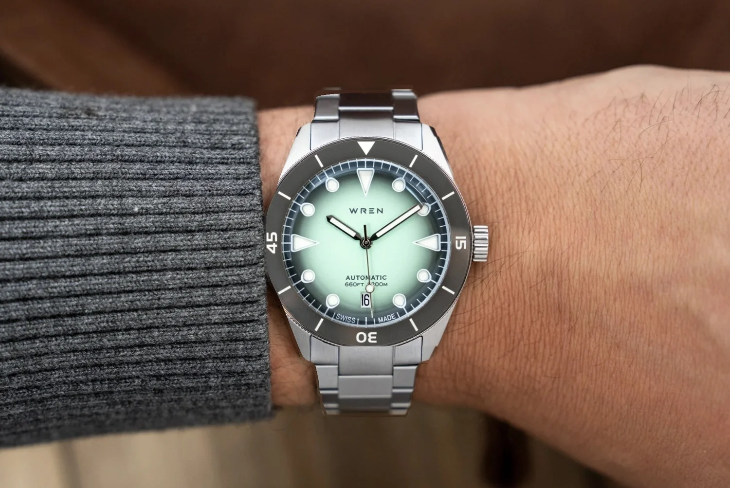 Wren Diver 38 on a 6.5 inch wrist