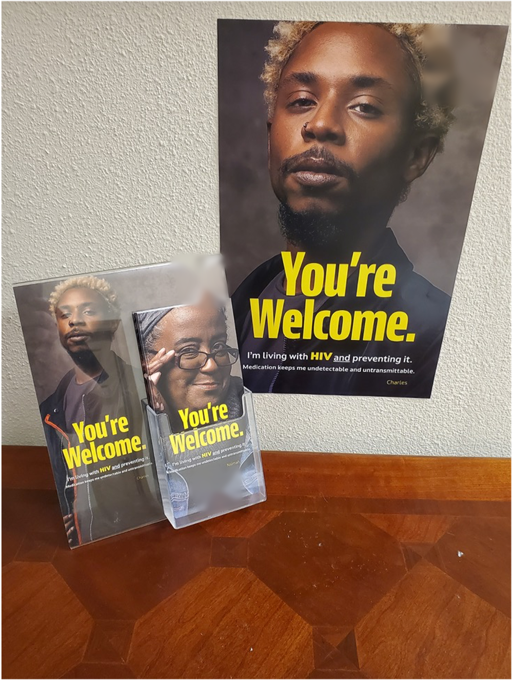 Countertop display with posters and take-one brochures