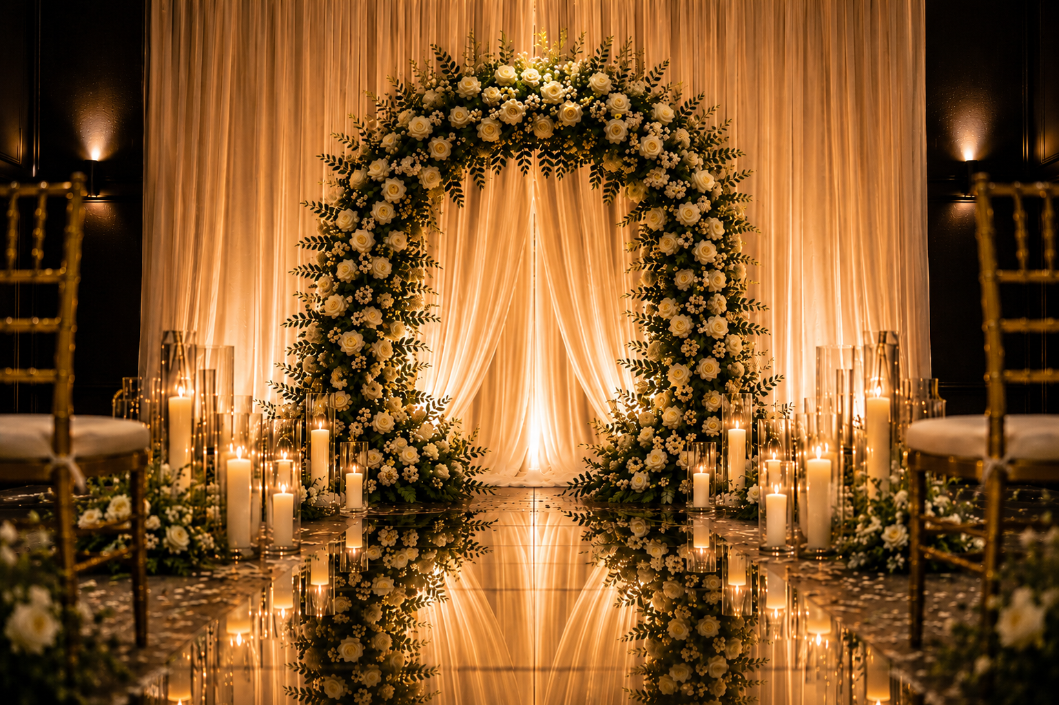 arch focal draped back mirrored aisle chair 4k.png