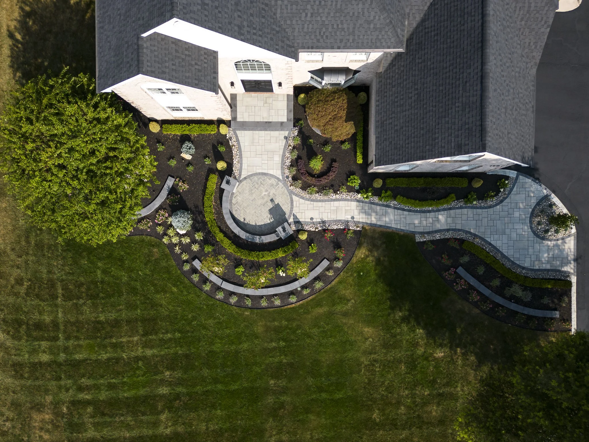 Freehold, NJ: Front Paver Walkway & Porch, Landscape Walls, Landscape, Lighting