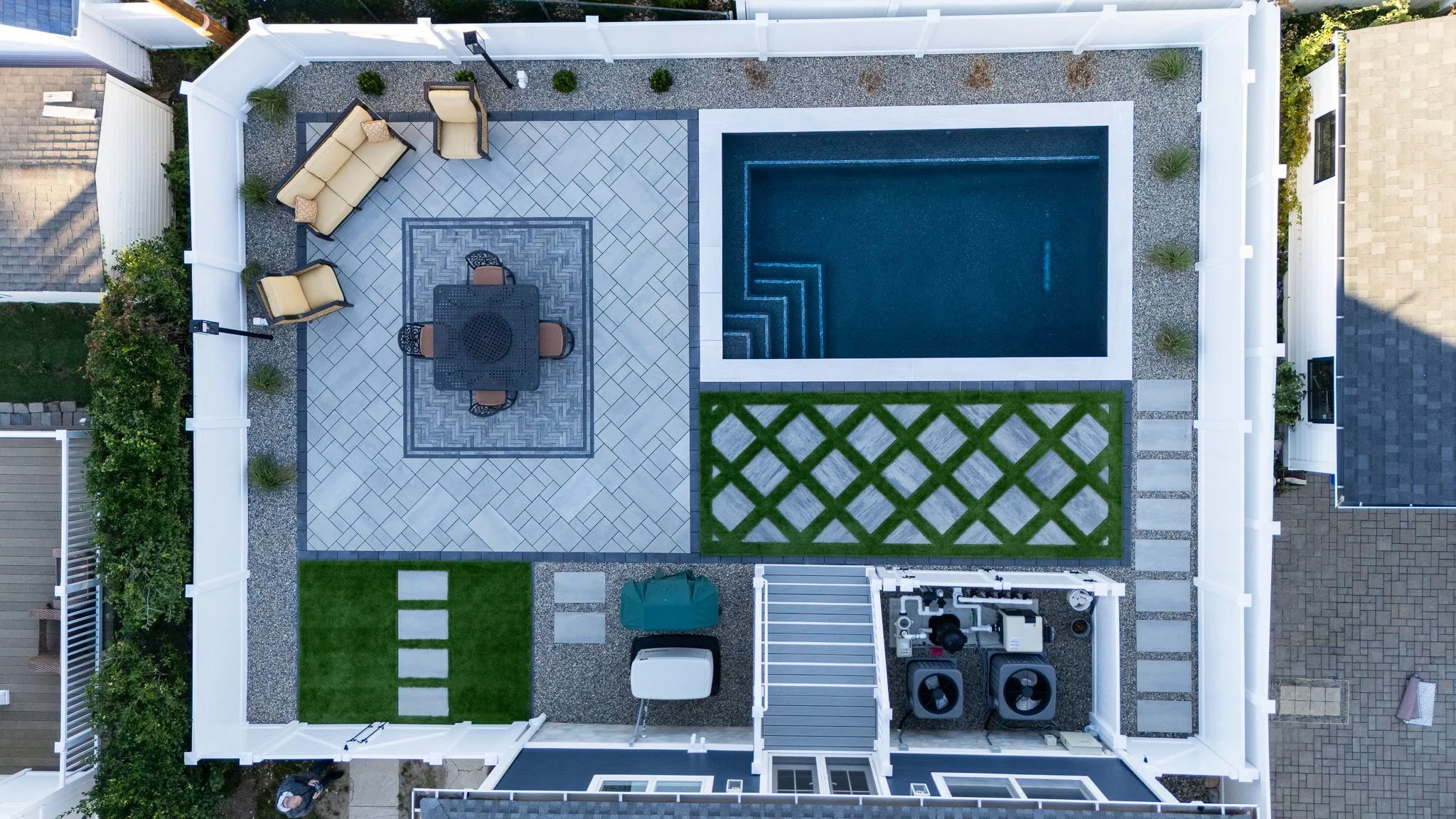 Belmar, NJ: Gunite Pool, Paver Patio, Artificial Turf & Slab Patio